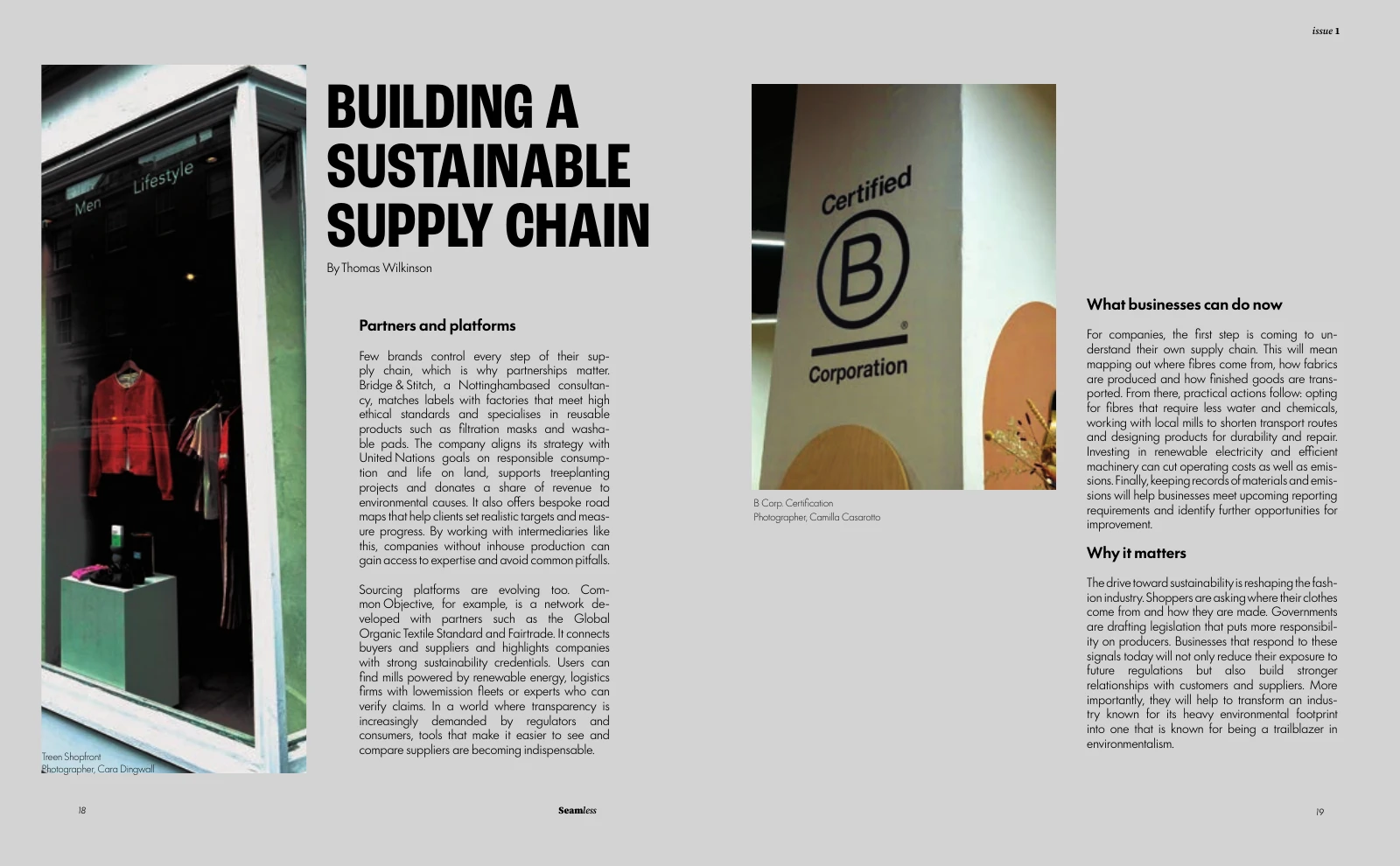 Seamless's Building a Sustainable Supply Chain two-page spread
